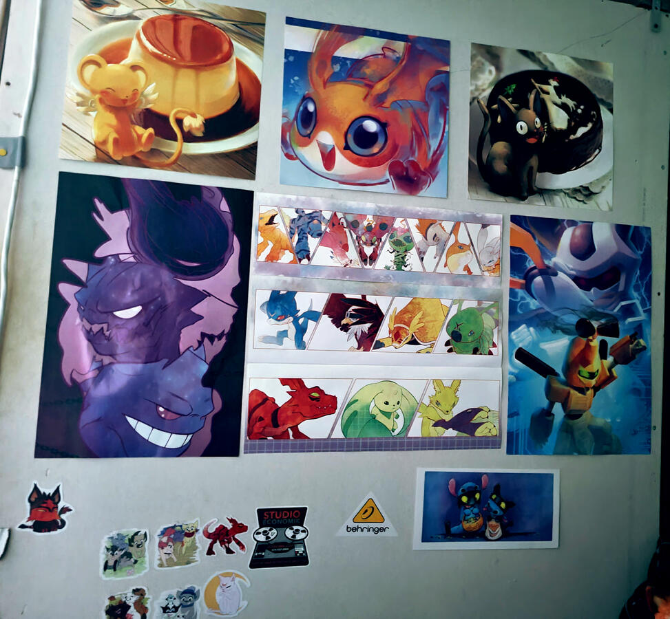This is my the art wall I built on the outside wall of my booth. I got a lot of it from Ottawa Comic Con