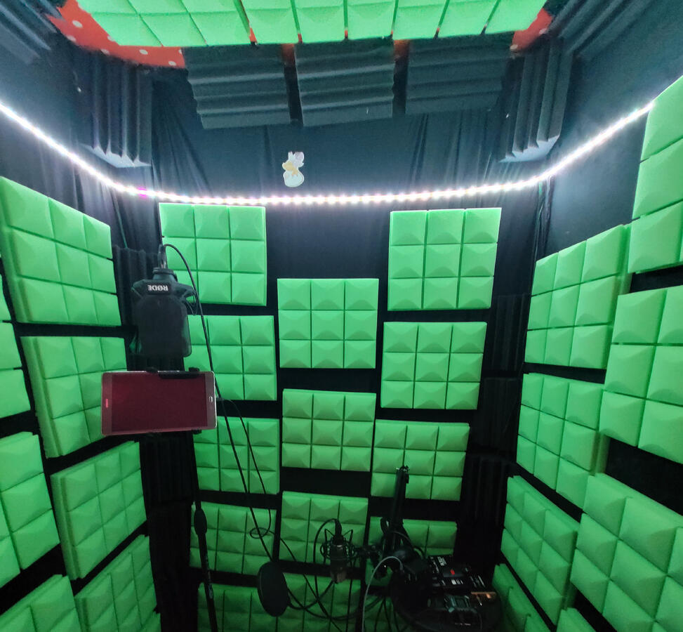 This is my recording space. It's a home-made build I bought off a guy for about $600 and have added and improved it over time. I'd love to have a fancy Studiobrick or Whisper room eventually but what I have now is more than sufficient for any VO need